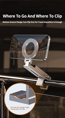 Portable Magnetic Phone Holder, Foldable Design with 360° Rotation, Strong Suction Cup & Clip in Saudi Arabia
