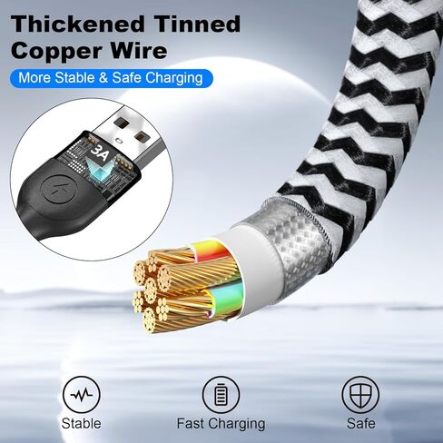 كابل شحن متعدد، كابل شحن 3 في 1 لأجهزة متعددة، شاحن عالمي مجدول من النايلون للسفر، كابل USB شاحن هاتف متعدد مع نوع C Lightning لهاتف iPhone17/16/15/14/13 (عبوتان 4FT) in Kuwait