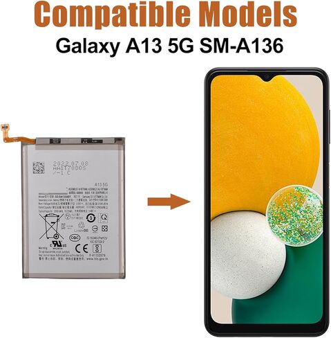 Duotipa بطارية بديلة جديدة EB-BA136ABY لجهاز Galaxy A13 5G SM-A136U، SM-A136W، SM-A136B مع مجموعة أدوات الإصلاح in Saudi Arabia