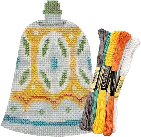 Howie's Christmas Needlepoint Needlepoint Kits, 18CT Printed Embroidery Pattern Starter Kits, Stamped Patterns Canvas Kits(Christmas - Corlorful Bells,4x3inch) in Saudi Arabia