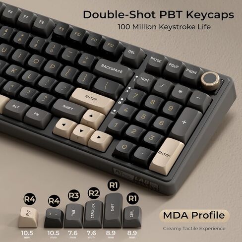 لوحة مفاتيح ميكانيكية سلكية RK ROYAL KLUDGE R98 Pro ومجموعة ماوس لاسلكية RK M3، لوحة مفاتيح ألعاب RGB قابلة للتبديل باللون الأسود، 47 جيجا ماوس ألعاب خفيف الوزن 42K DPI أسود in Kuwait