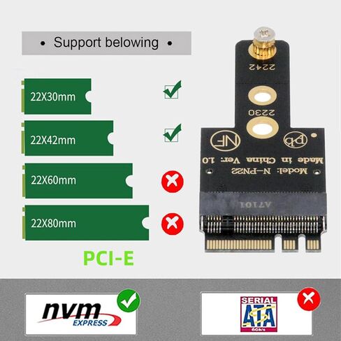 NFHK 2230 NGFF A+E-Key Male to NVME M-Key Female Extension Adapter for Laptop Mainboard SSD 2230 2242 in Saudi Arabia