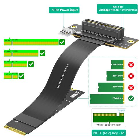 M.2 Key M 4.0 to PCI-e 4.0 4X 90 Degree Adapter Card, Nvme 4.0 to PCI-e PCI-Express 4X Extension Cable in Saudi Arabia