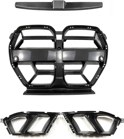 شبكة الكلى المصد الأمامي على طراز CSL متوافقة مع BMW G80 M3 G82 M4 2021-2025 المصد الأمامي غطاء إسفنجي للتصادم غطاء تهوية لتهوية مجاري الهواء زخرفة الشواية (أسود لامع) in Kuwait