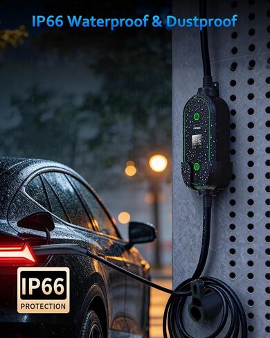 شاحن محمول بمستوى 1/2 EV لشاحن Tesla 16Amp، 240V 25ft كابل منزلي للسيارة الكهربائية EV، محول NEMA 6-20P إلى 5-15P، موصل NACS للهاتف المحمول متوافق مع جميع موديلات Tesla، مدرج في قائمة ETL in Kuwait