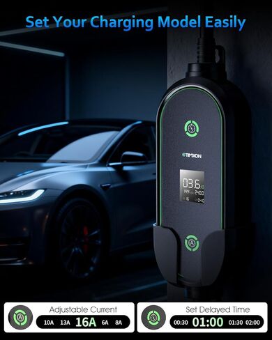شاحن محمول بمستوى 1/2 EV لشاحن Tesla 16Amp، 240V 25ft كابل منزلي للسيارة الكهربائية EV، محول NEMA 6-20P إلى 5-15P، موصل NACS للهاتف المحمول متوافق مع جميع موديلات Tesla، مدرج في قائمة ETL in Kuwait