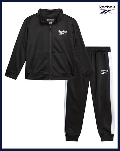 Reebok Boys Tracksuit Set - 2 Piece Athletic Tricot Zip Up Fleece Lined Jacket and Toddler Sweatpants Playwear for Kids in Saudi Arabia