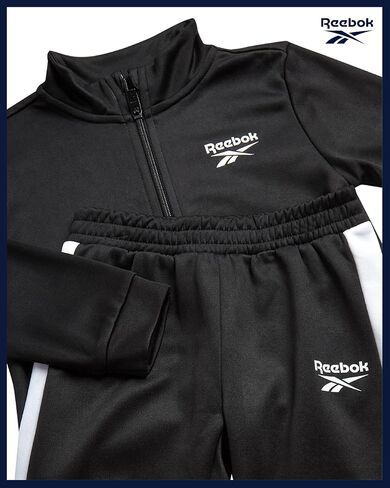 Reebok Boys Tracksuit Set - 2 Piece Athletic Tricot Zip Up Fleece Lined Jacket and Toddler Sweatpants Playwear for Kids in Saudi Arabia