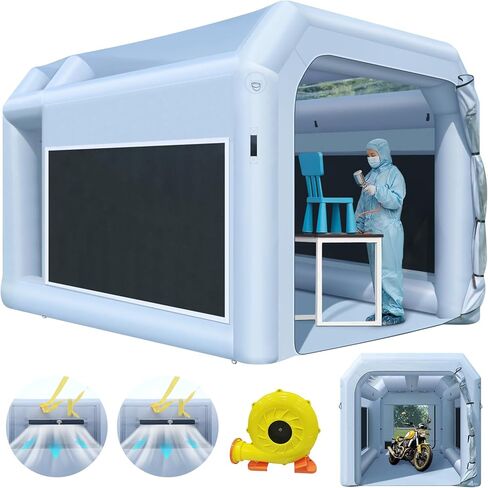 OZIS 10.8x8.2x7.2Ft Inflatable Paint Booth with Air Filter System Portable Spray Booth Tent with Blower for DIY Painting Motorcycles, Furniture, and Car Parts in Saudi Arabia