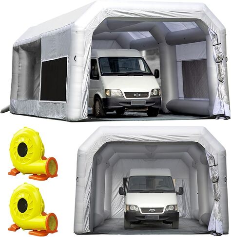 OZIS 10.8x8.2x7.2Ft Inflatable Paint Booth with Air Filter System Portable Spray Booth Tent with Blower for DIY Painting Motorcycles, Furniture, and Car Parts in Saudi Arabia