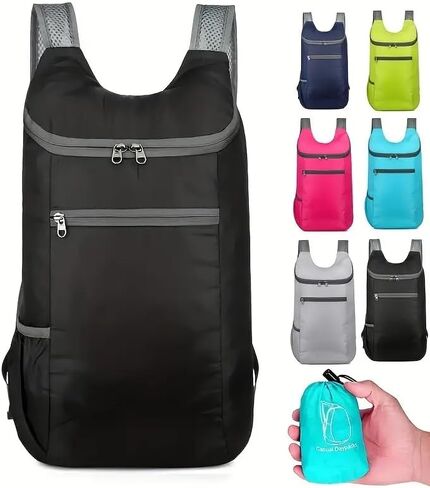 1PC Multifunctional Outdoor Folding Backpack - Lightweight, Waterproof, Durable for Hiking, Riding, and Travel, Black in Kuwait