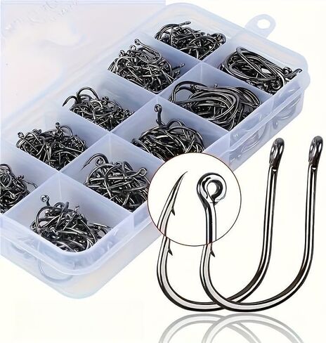 100pcs of Fishing Hooks for Freshwater and Saltwater Fishing Gear, Including Worm Soft Bait Clamps and Hooks Sizes 3# to 12#. in Saudi Arabia