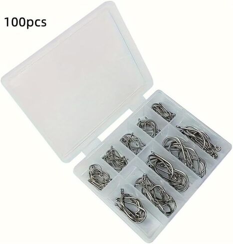 100pcs of Fishing Hooks for Freshwater and Saltwater Fishing Gear, Including Worm Soft Bait Clamps and Hooks Sizes 3# to 12#. in Saudi Arabia