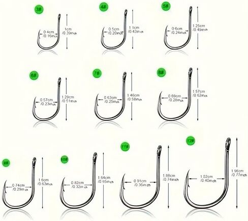 100pcs of Fishing Hooks for Freshwater and Saltwater Fishing Gear, Including Worm Soft Bait Clamps and Hooks Sizes 3# to 12#. in Saudi Arabia
