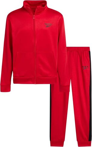Reebok Boys Tracksuit Set - 2 Piece Athletic Tricot Zip Up Fleece Lined Jacket and Toddler Sweatpants Playwear for Kids in Saudi Arabia