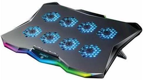 Enhance Infiltrate 3 Laptop Cooling Pad with RGB Lights - Upto 17.3" Screen Size Notebook Support - 8 Fan(s) - 3000 rpm - 591 gal/min - Metal in Saudi Arabia