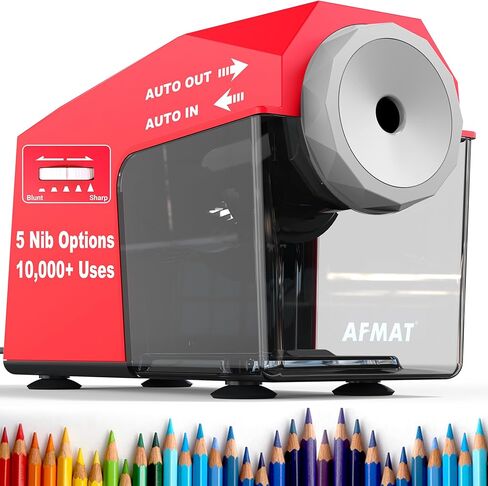 AFMAT Electric Pencil Sharpener, Fast & Hands-Free, 10,000+ Uses, 5 Nibs, Fully Automatic Pencil Sharpener for Classroom, Heavy Duty Sharpeners for No.2/Jumbo/Colored Pencils (φ6.5-10.5mm) PSC4(Green) in Saudi Arabia