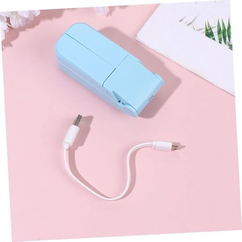 Portable Mini Folding USB Fan Dual-headed Rechargeable Cooling Fan Lightweight Handheld Small for Travel Outdoor Use Blue in Saudi Arabia