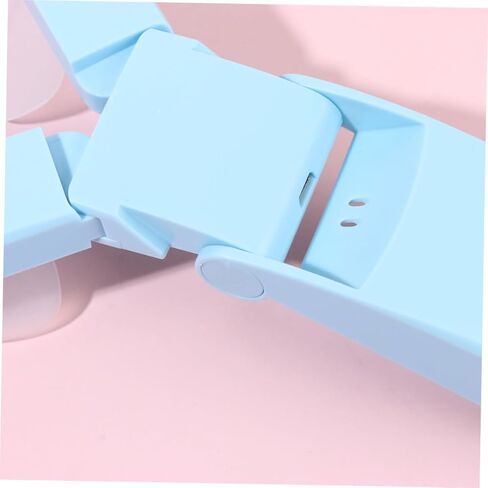 Portable Mini Folding USB Fan Dual-headed Rechargeable Cooling Fan Lightweight Handheld Small for Travel Outdoor Use Blue in Saudi Arabia