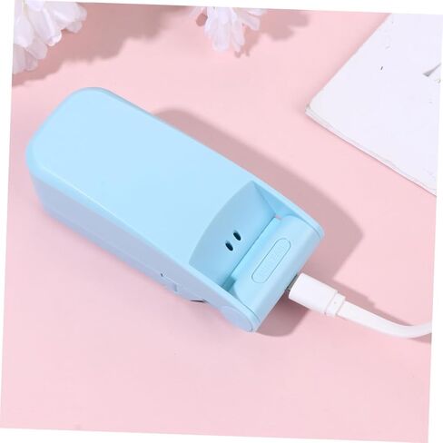 Portable Mini Folding USB Fan Dual-headed Rechargeable Cooling Fan Lightweight Handheld Small for Travel Outdoor Use Blue in Saudi Arabia