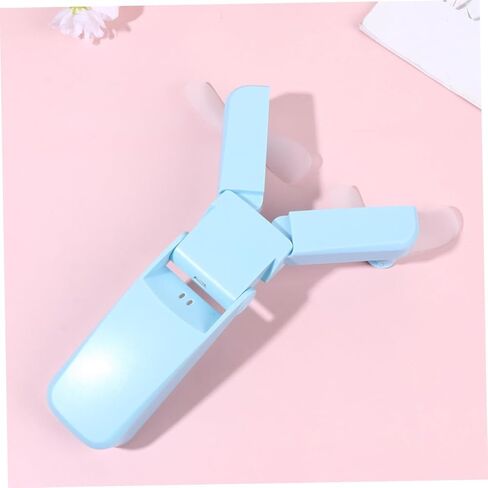 Portable Mini Folding USB Fan Dual-headed Rechargeable Cooling Fan Lightweight Handheld Small for Travel Outdoor Use Blue in Saudi Arabia