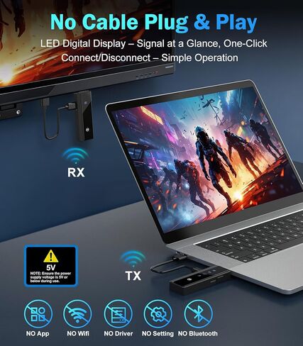 2026 جهاز إرسال واستقبال HDMI لاسلكي مطور 328FT/100M، فك تشفير 4K و1080P 60 هرتز، نطاق مزدوج 5G/2.4G، شاشة موسع HDMI لاسلكية للفيديو/الصوت للمراقبة من الكمبيوتر المحمول/صندوق التلفزيون in Kuwait