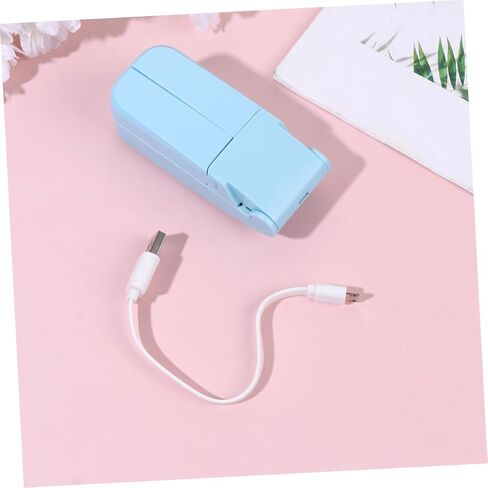 Portable Mini USB Fan Dual-headed Small Rechargeable Folding Handheld Cooling Fan Lightweight Blue for Travel Outdoor Use in Saudi Arabia