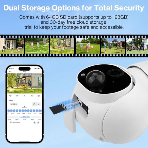 FancyDove Wireless Floodlight Camera, Outdoor Camera with Solar Panel for Home Security, Solar Camera Outdoor Wireless Flood Light Motion Sensor, 2K 360° PTZ View, 2000LM, Alexa, Waterproof, 64GB SD in Kuwait