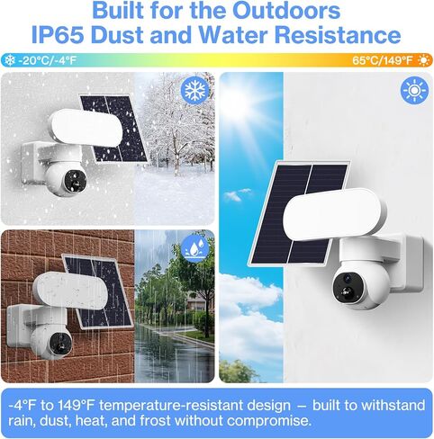 FancyDove Wireless Floodlight Camera, Outdoor Camera with Solar Panel for Home Security, Solar Camera Outdoor Wireless Flood Light Motion Sensor, 2K 360° PTZ View, 2000LM, Alexa, Waterproof, 64GB SD in Kuwait