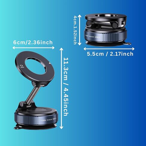 Vacuum Magnetic Phone Holder, Upgraded 360° Car Mount for MagSafe, Adjustable Hands-Free Ultra Suction Cup Holder, Car Mount for iPhone 17 Pro Max, 16, 15, 14, 13, 12, Air, Plus in Saudi Arabia