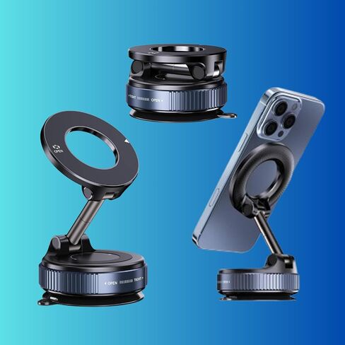 Vacuum Magnetic Phone Holder, Upgraded 360° Car Mount for MagSafe, Adjustable Hands-Free Ultra Suction Cup Holder, Car Mount for iPhone 17 Pro Max, 16, 15, 14, 13, 12, Air, Plus in Saudi Arabia