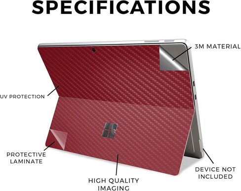 غلاف الكمبيوتر اللوحي من ألياف الكربون متوافق مع Microsoft Surface Pro 11 (2024-2025) - عنابي صلب - غطاء لاصق واقٍ من الفينيل 3M ممتاز - سهل الاستخدام | صُنع في الولايات المتحدة الأمريكية بواسطة MightySkins in Kuwait
