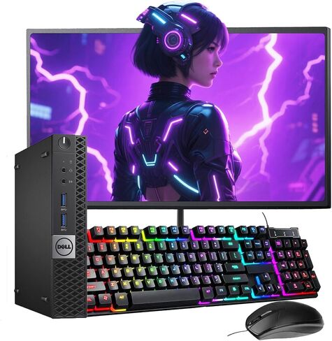 Dell OptiPlex 3040 Mini Desktop Computer PC, Windows 11 Pro, with 23.8 inch FHD Monitor, Core i5-6500, 8GB RAM, 256GB SSD, Mouse, Keyboard, USB WiFi (Renewed) in Kuwait