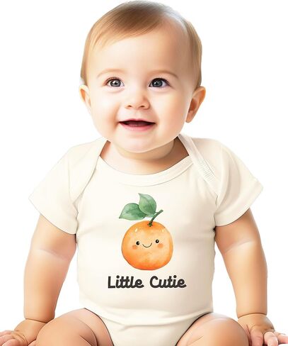 Olive Loves Apple Little Cutie Baby Bodysuit for Boys & Girls Watercolor Orange Fruit One-Piece for Toddlers in Saudi Arabia