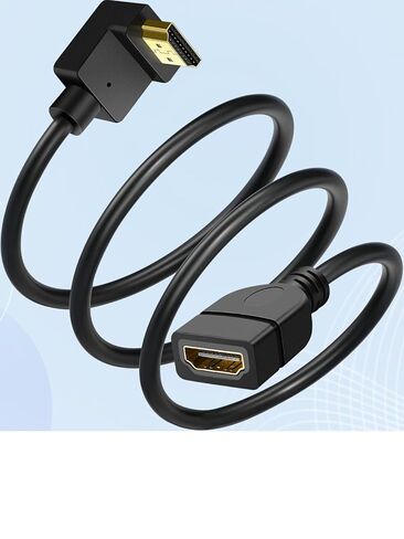 كابل تمديد HDMI بزاوية 1.5 قدم 4K HDMI موسع ذكر إلى أنثى سلك محول 90 درجة HD محول فيديو للشاشة، الكمبيوتر المحمول، جهاز العرض، HDTV in Saudi Arabia