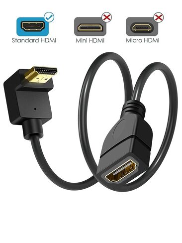 كابل تمديد HDMI بزاوية 1.5 قدم 4K HDMI موسع ذكر إلى أنثى سلك محول 90 درجة HD محول فيديو للشاشة، الكمبيوتر المحمول، جهاز العرض، HDTV in Saudi Arabia