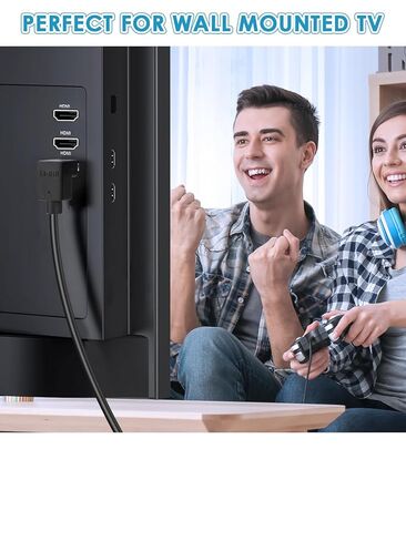 كابل تمديد HDMI بزاوية 1.5 قدم 4K HDMI موسع ذكر إلى أنثى سلك محول 90 درجة HD محول فيديو للشاشة، الكمبيوتر المحمول، جهاز العرض، HDTV in Saudi Arabia