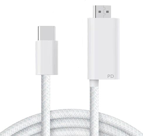 [معتمد من MFi] كابل USB C إلى HDMI 8K@60 هرتز مع منفذ شحن سريع 100 وات PD، سلك محول 6FT من النوع C إلى HDMI لهاتف iPhone 17/16/15، MacBook Pro/Air، iPad Pro إلى شاشة عرض التلفزيون in Kuwait