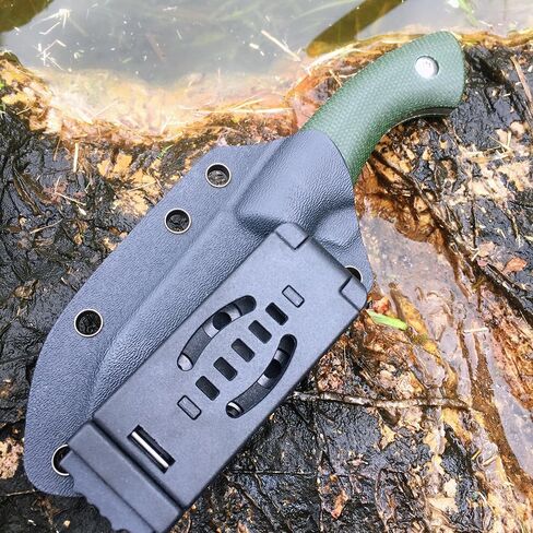 سكين Watchman WF220 EDC ذو نصل ثابت 14C28N مقبض ميكارتا من الفولاذ مع أغلفة كيديكس للأنشطة الخارجية والتخييم (أخضر) in Saudi Arabia