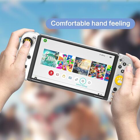 NANANINO Protective Case for Switch OLED – Cute Hard Shell with Kickstand, Screen Protector & 2 Thumb Grips – All-In-One Dockable Cover for Girls, Compatible with Switch OLED Console in Kuwait