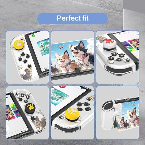 NANANINO Protective Case for Switch OLED – Cute Hard Shell with Kickstand, Screen Protector & 2 Thumb Grips – All-In-One Dockable Cover for Girls, Compatible with Switch OLED Console in Kuwait
