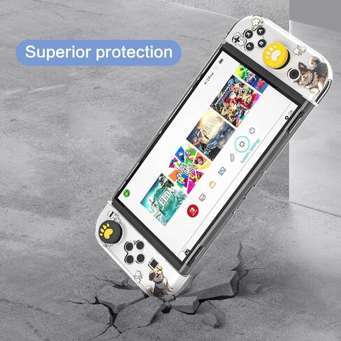 NANANINO Protective Case for Switch OLED – Cute Hard Shell with Kickstand, Screen Protector & 2 Thumb Grips – All-In-One Dockable Cover for Girls, Compatible with Switch OLED Console in Kuwait