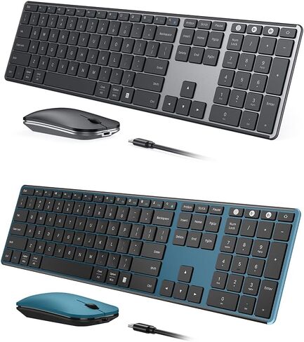seenda Wireless Bluetooth Keyboard and Mouse Combo (USB + Dual BT), SKM64-3 Multi-Device Rechargeable Slim Keyboard and Mouse, Compatible for Win 7/8/10, MacBook Pro/Air, iPad, Tablet in Saudi Arabia