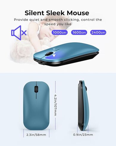 seenda Wireless Bluetooth Keyboard and Mouse Combo (USB + Dual BT), SKM64-3 Multi-Device Rechargeable Slim Keyboard and Mouse, Compatible for Win 7/8/10, MacBook Pro/Air, iPad, Tablet in Saudi Arabia