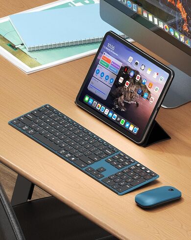seenda Wireless Bluetooth Keyboard and Mouse Combo (USB + Dual BT), SKM64-3 Multi-Device Rechargeable Slim Keyboard and Mouse, Compatible for Win 7/8/10, MacBook Pro/Air, iPad, Tablet in Saudi Arabia