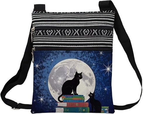 Splash Ink Cat Messenger Bag Small Ethnic Pattern Printed Adjustable Strap Crossbody Zipper Bag Splash Ink Cat Phone Bag Wallet Cute Shoulder Handbag for Women in Saudi Arabia