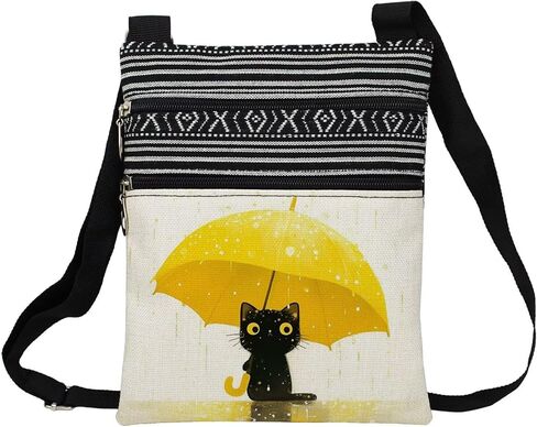 Splash Ink Cat Messenger Bag Small Ethnic Pattern Printed Adjustable Strap Crossbody Zipper Bag Splash Ink Cat Phone Bag Wallet Cute Shoulder Handbag for Women in Saudi Arabia