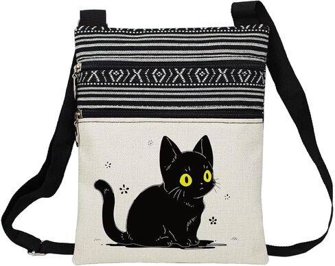 Splash Ink Cat Messenger Bag Small Ethnic Pattern Printed Adjustable Strap Crossbody Zipper Bag Splash Ink Cat Phone Bag Wallet Cute Shoulder Handbag for Women in Saudi Arabia