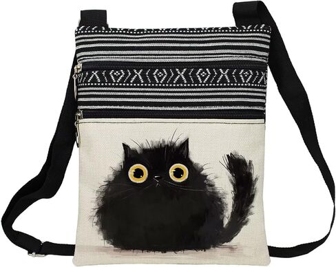 Splash Ink Cat Messenger Bag Small Ethnic Pattern Printed Adjustable Strap Crossbody Zipper Bag Splash Ink Cat Phone Bag Wallet Cute Shoulder Handbag for Women in Saudi Arabia