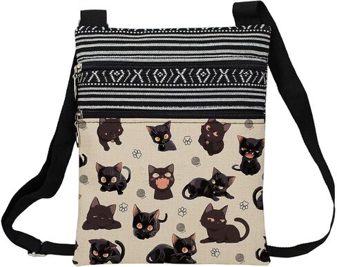 Splash Ink Cat Messenger Bag Small Ethnic Pattern Printed Adjustable Strap Crossbody Zipper Bag Splash Ink Cat Phone Bag Wallet Cute Shoulder Handbag for Women in Saudi Arabia